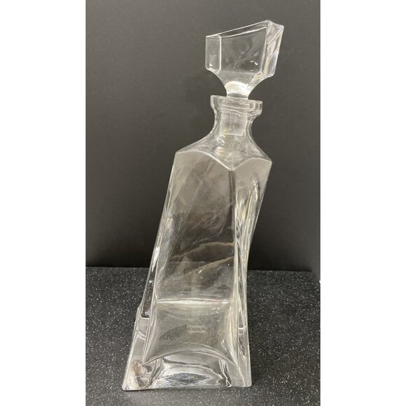 Denizli Decanter Stopper Square Twisted Handmade Turkey Heavy Asymmetrical - EUC - Picture 1 of 7